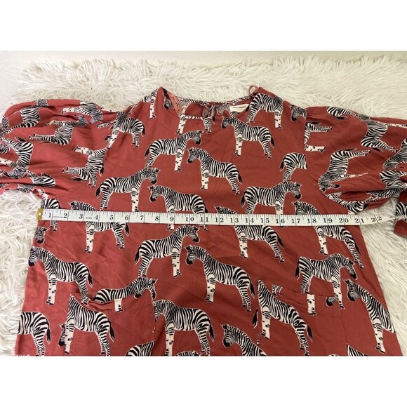 World Market L/XL Zebra Blouse Wide Sleeve Boho Viscose - Picture 7 of 9